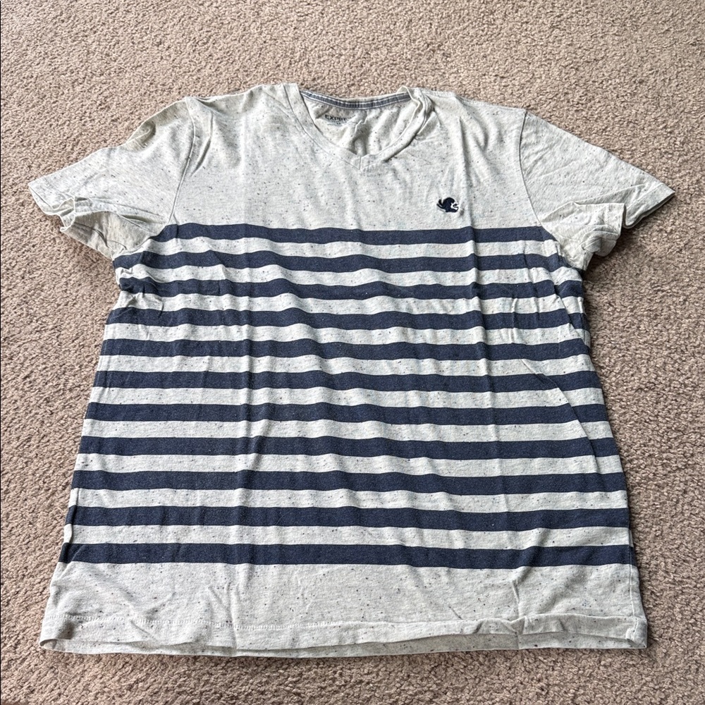 Express Gray and Navy Striped Tee